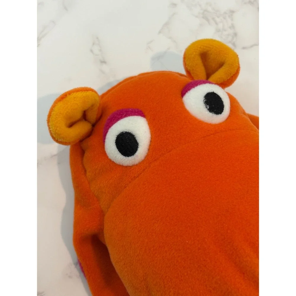 Gymboree Hippo Hand Puppet Orange Pink Polka Dot Fleece Plush Toy Vintage Style‎